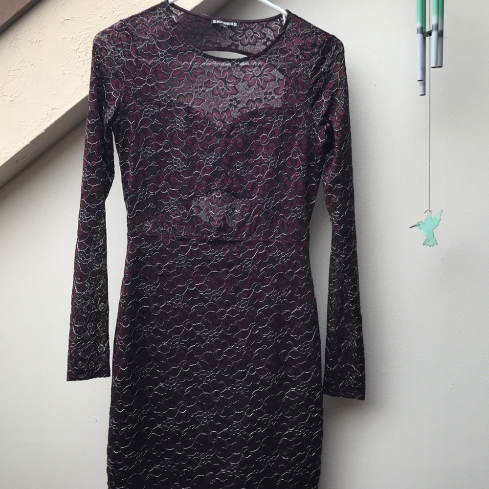 Express Burgundy Backless Dress